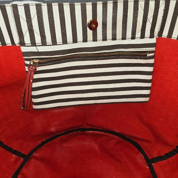 Henri Bendel Extra Large Striped Canvas Tote Bag, Beach Bag AS IS - Picture 7 of 15